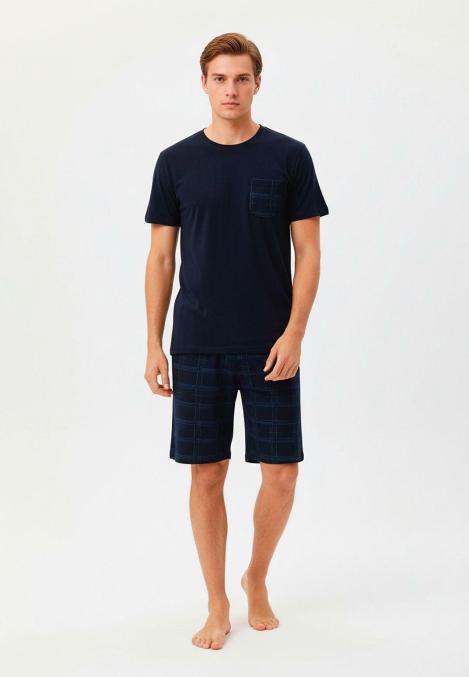 Pijama barbat Serena cu tricou si short,culoare bleumarin,Engros